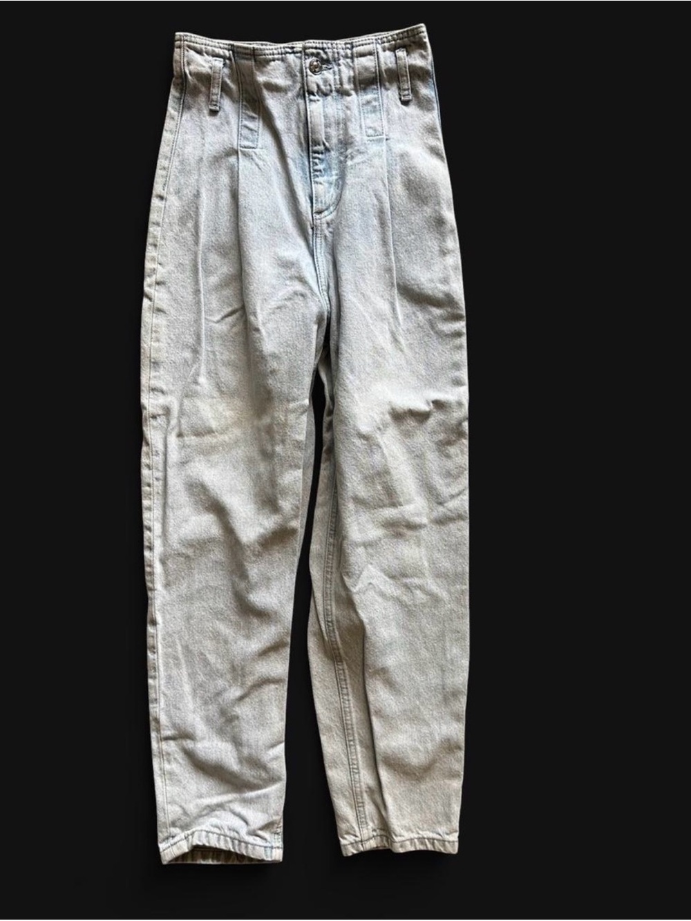 Zara High-Rise Pleated Light Blue Jeans
